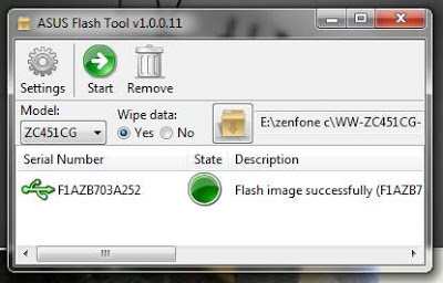 Successfully Asus Flash Tool