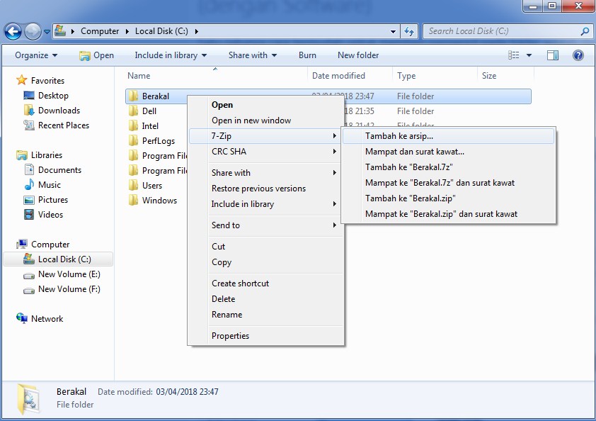 cara memberi password folder pc