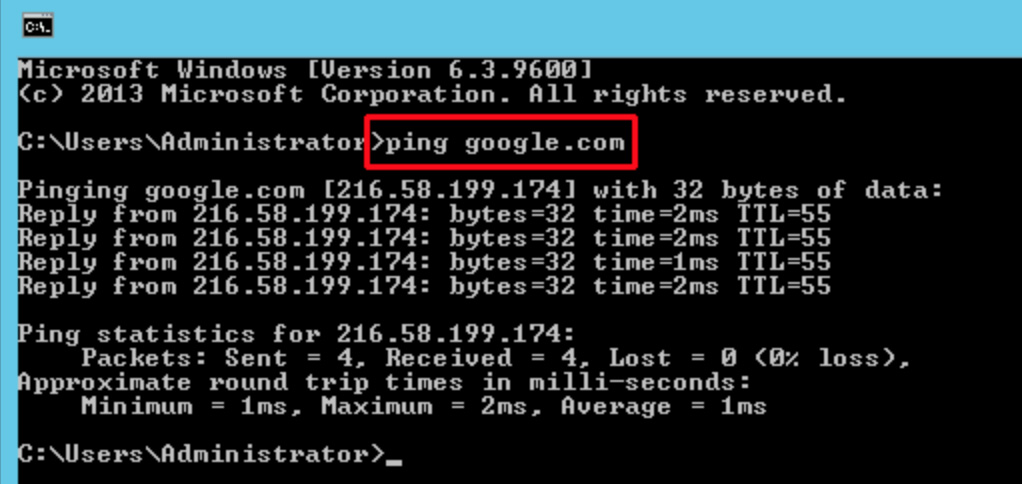 cara ping google cmd