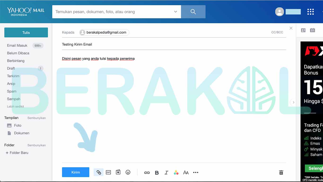 cara mengirim email yahoo di komputer