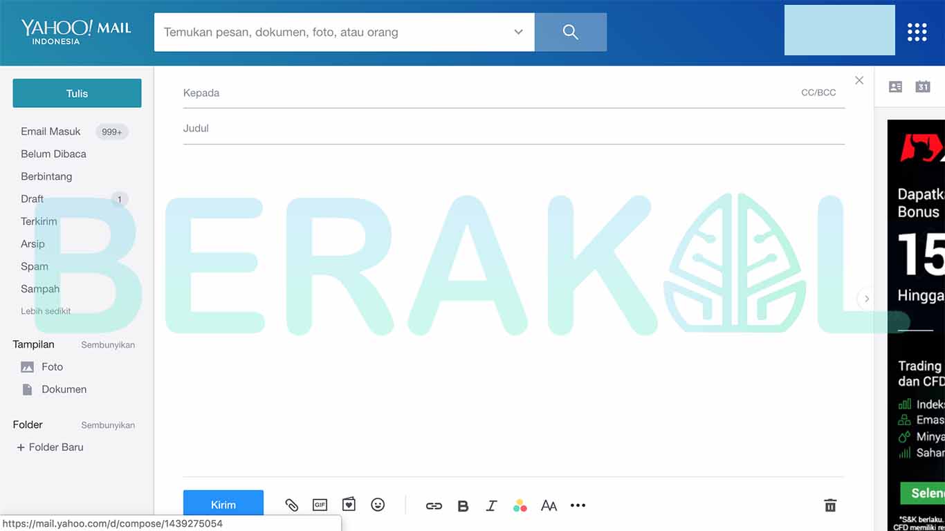 cara mengirim email yahoo lewat laptop