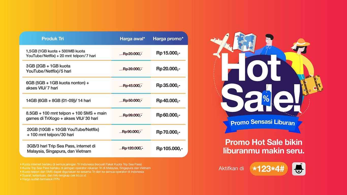 √ Paket Internet Tri (3) 4G/3G Unlimited Murah Kuota++ 2020