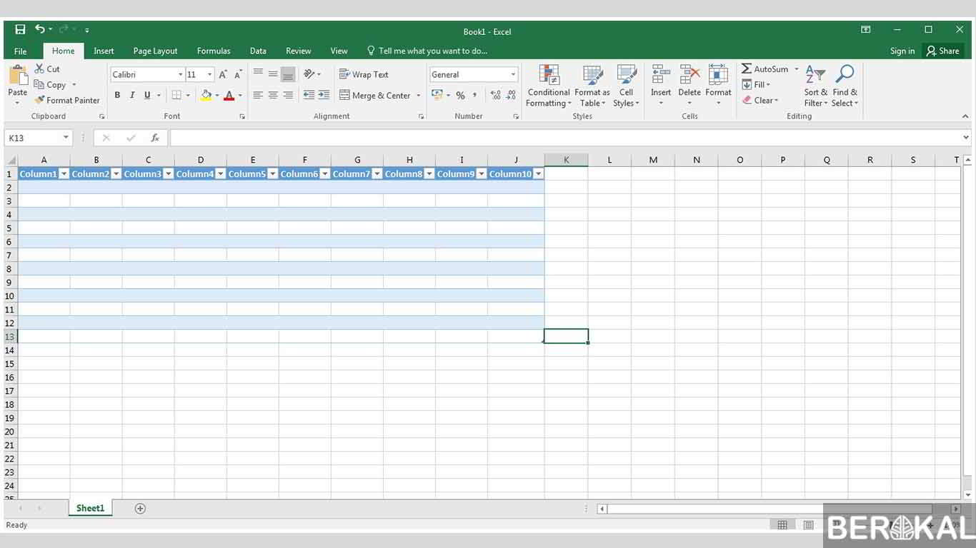 cara cepat membuat kolom di excel