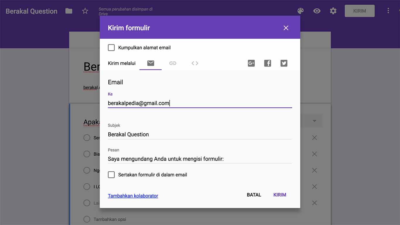 cara membuat google form pendaftaran