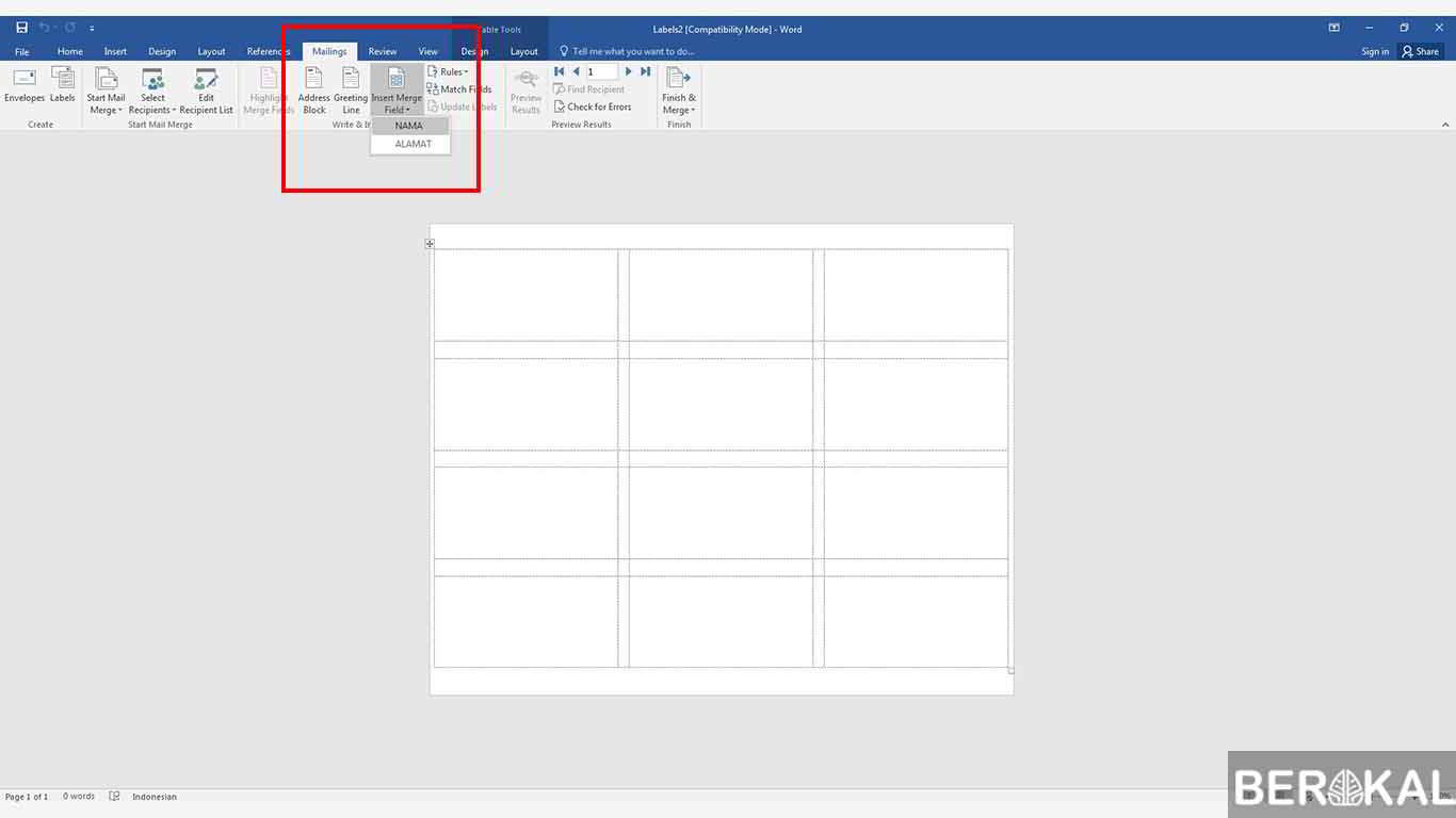   Cara  Membuat  Label  Undangan di Word Excel