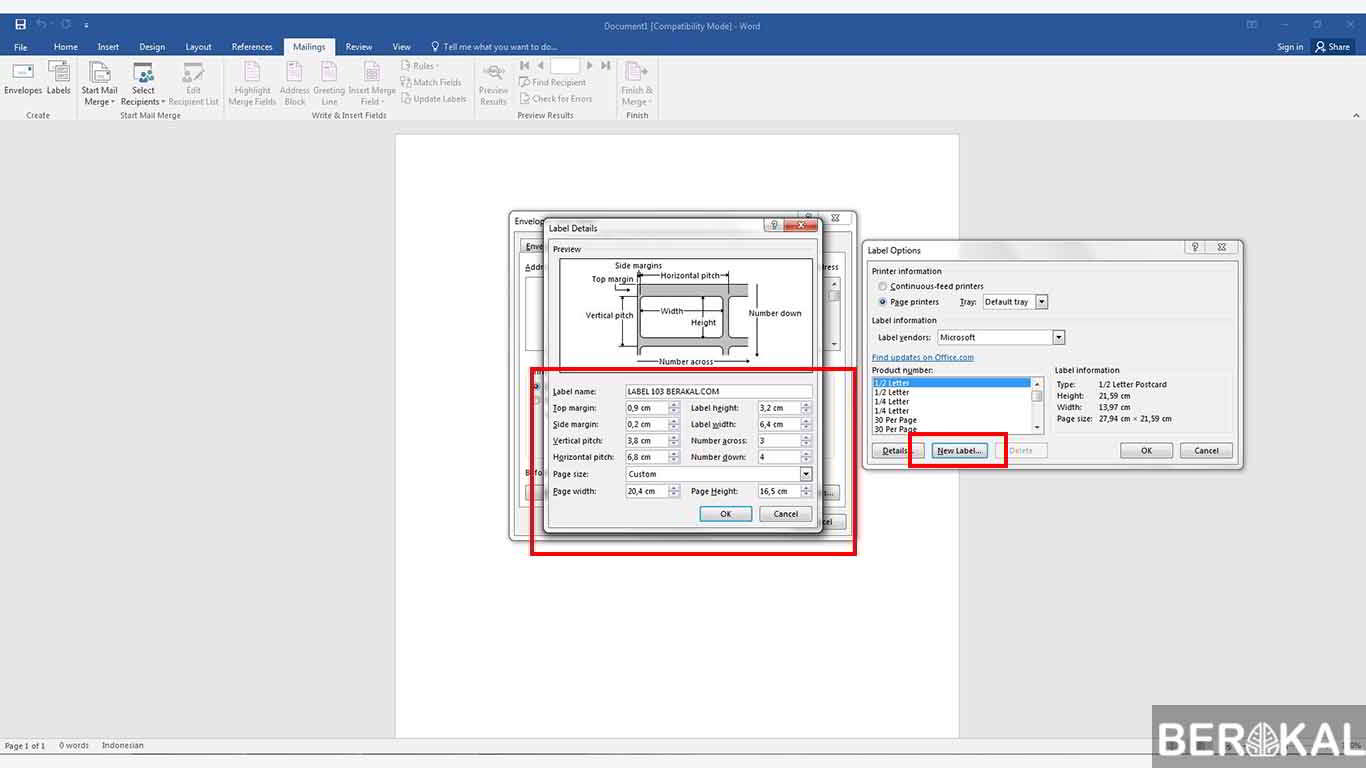 Gambar) Cara Membuat Label Undangan 103/121 di Word & Excel