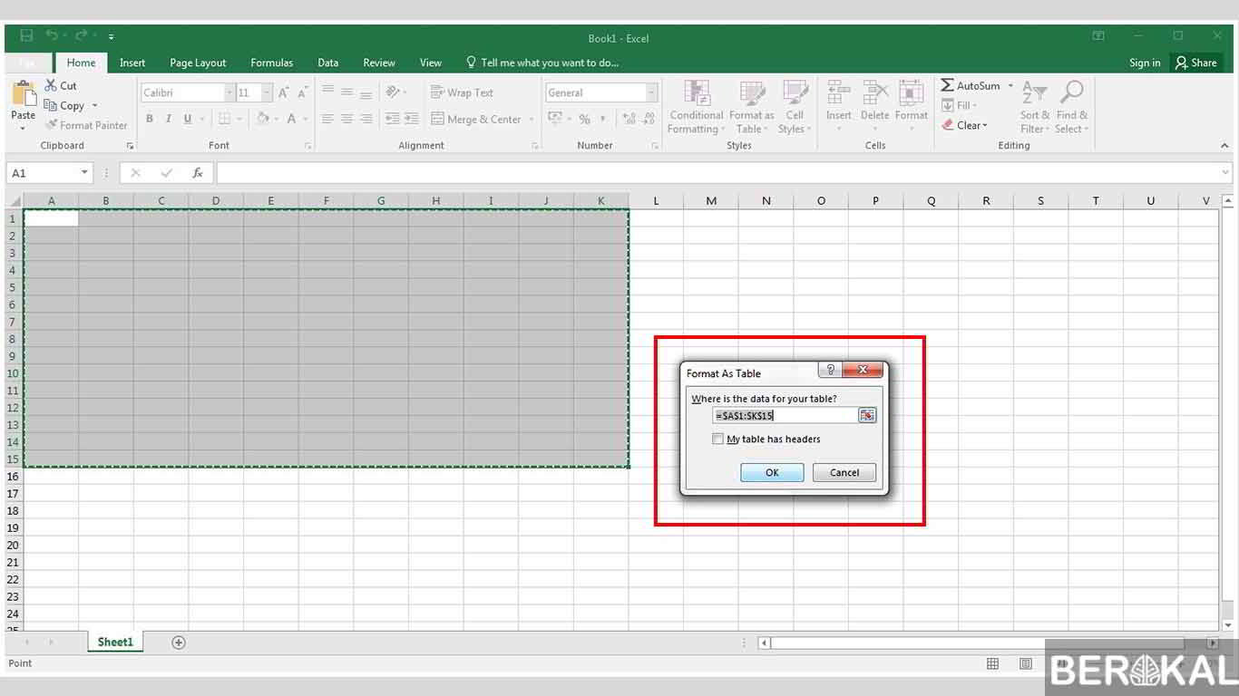 cara membuat tabel di excel 2010