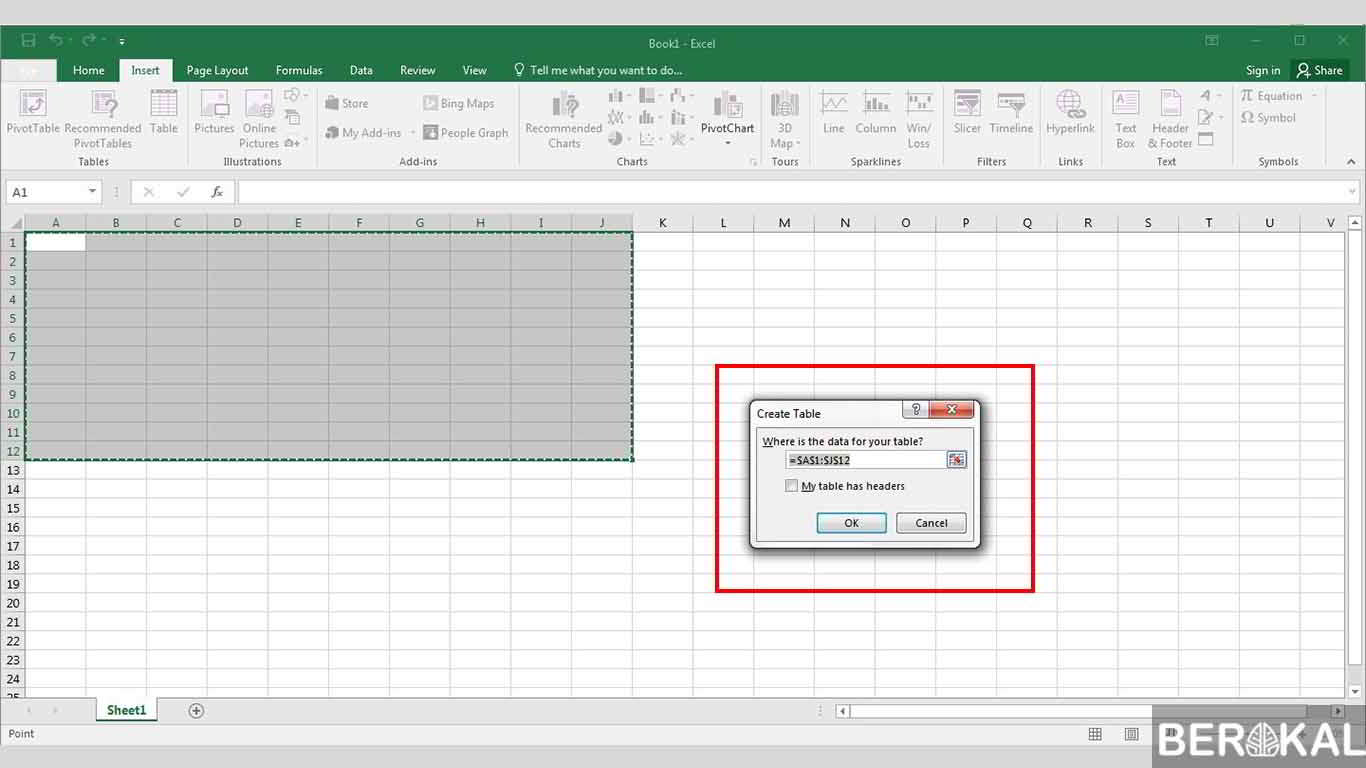 cara membuat tabel di excel bagi pemula