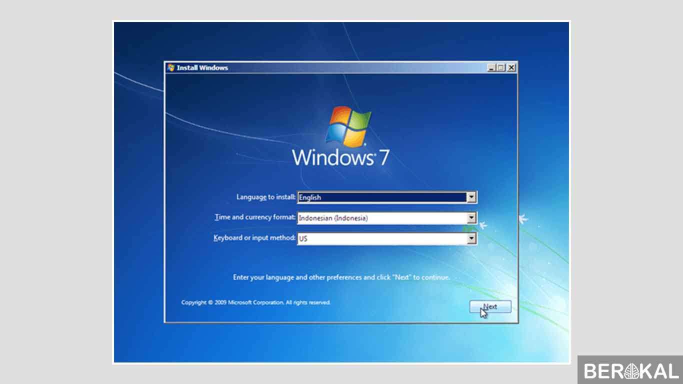 Gambar proses instalasi Windows 7 menggunakan flashdisk