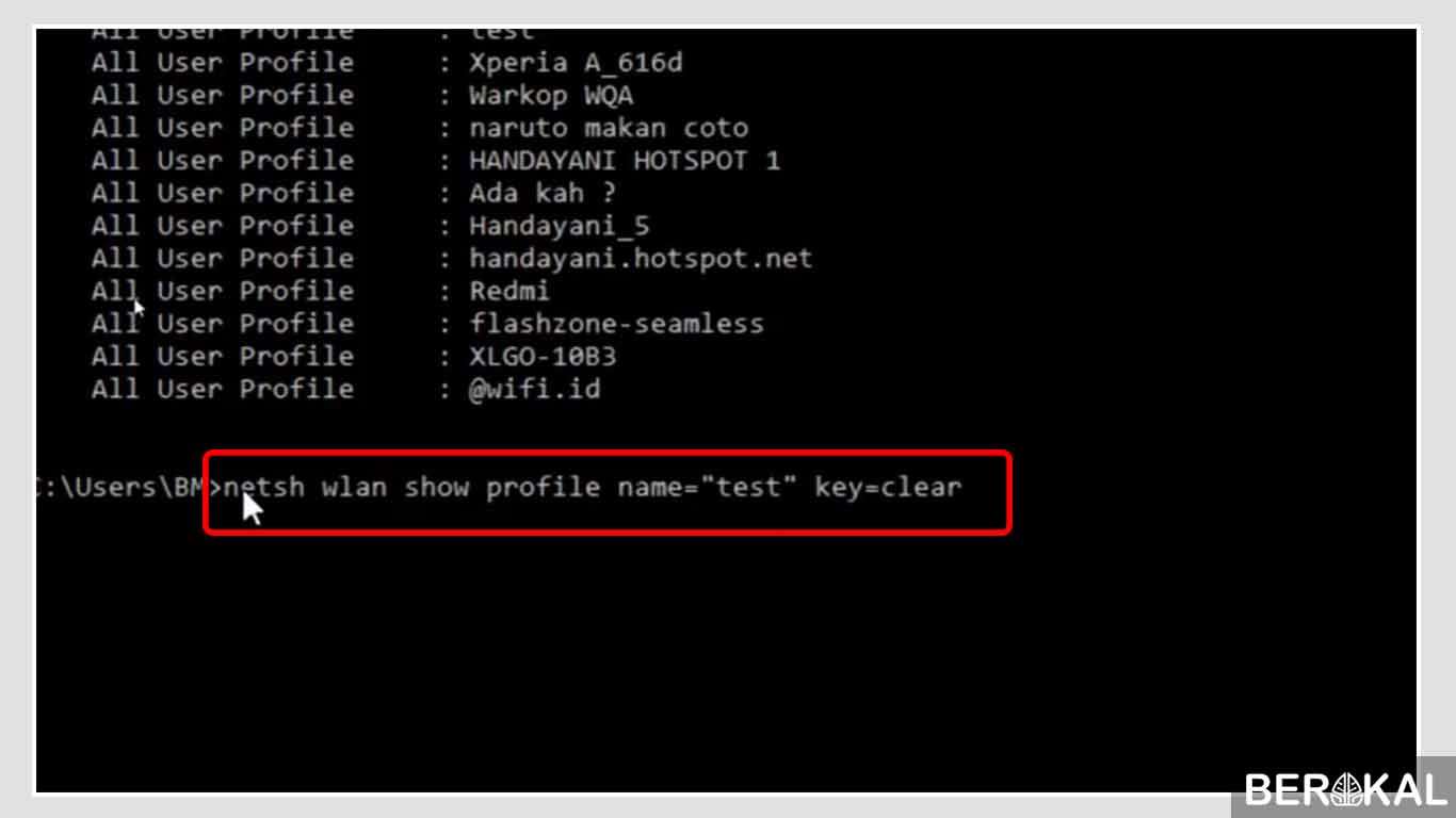 cara melihat password wifi di laptop windows 10 cmd