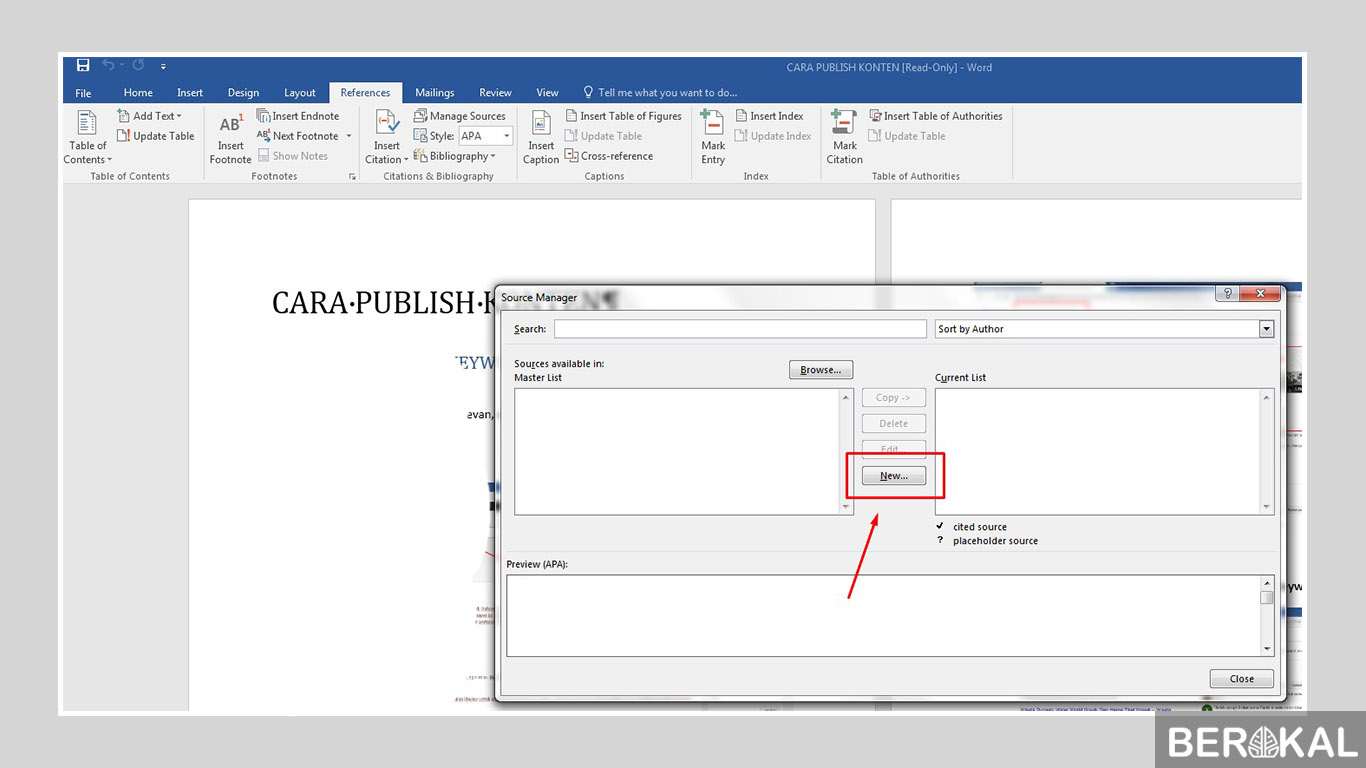 cara membuat daftar pustaka di word 2013