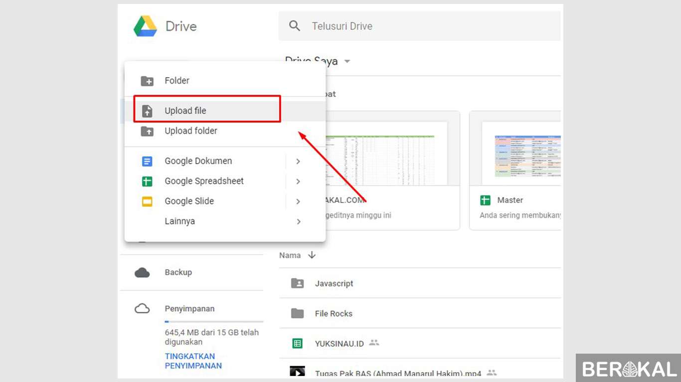 cara menggunakan google drive untuk menyimpan file