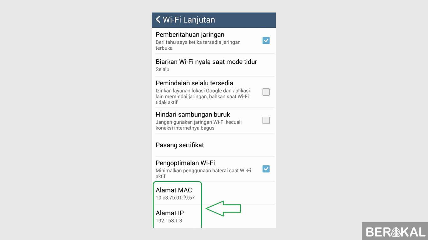 cara melihat ip address android