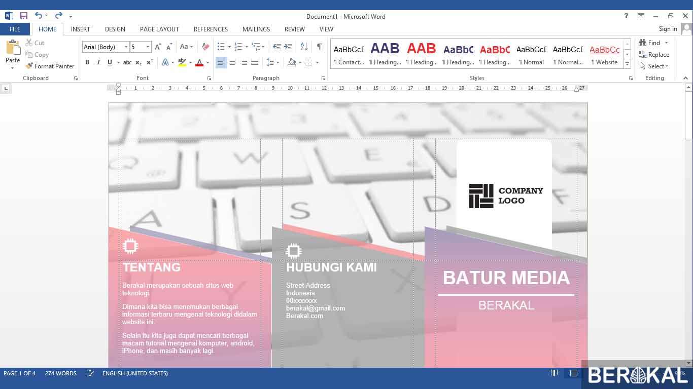 cara membuat brosur dengan microsoft word 2010