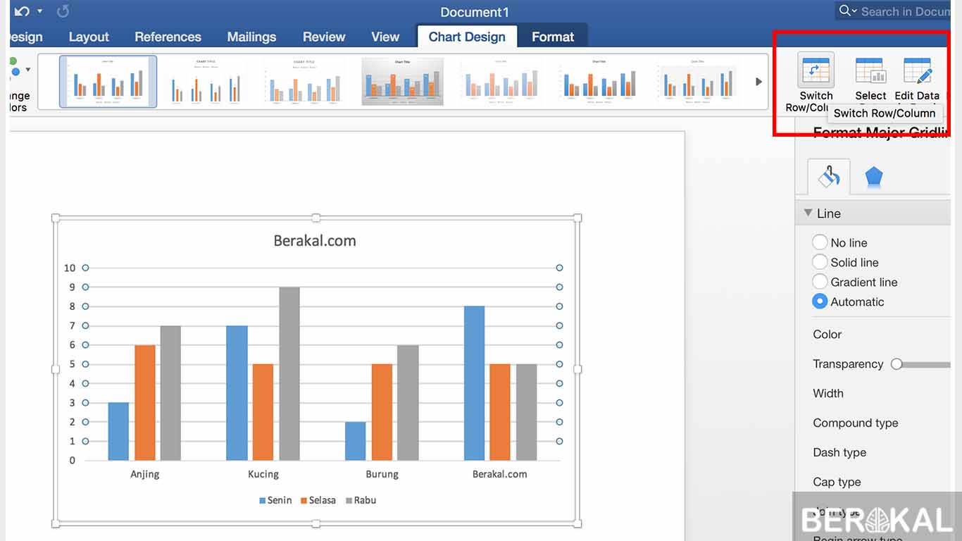 cara membuat grafik di word 2010