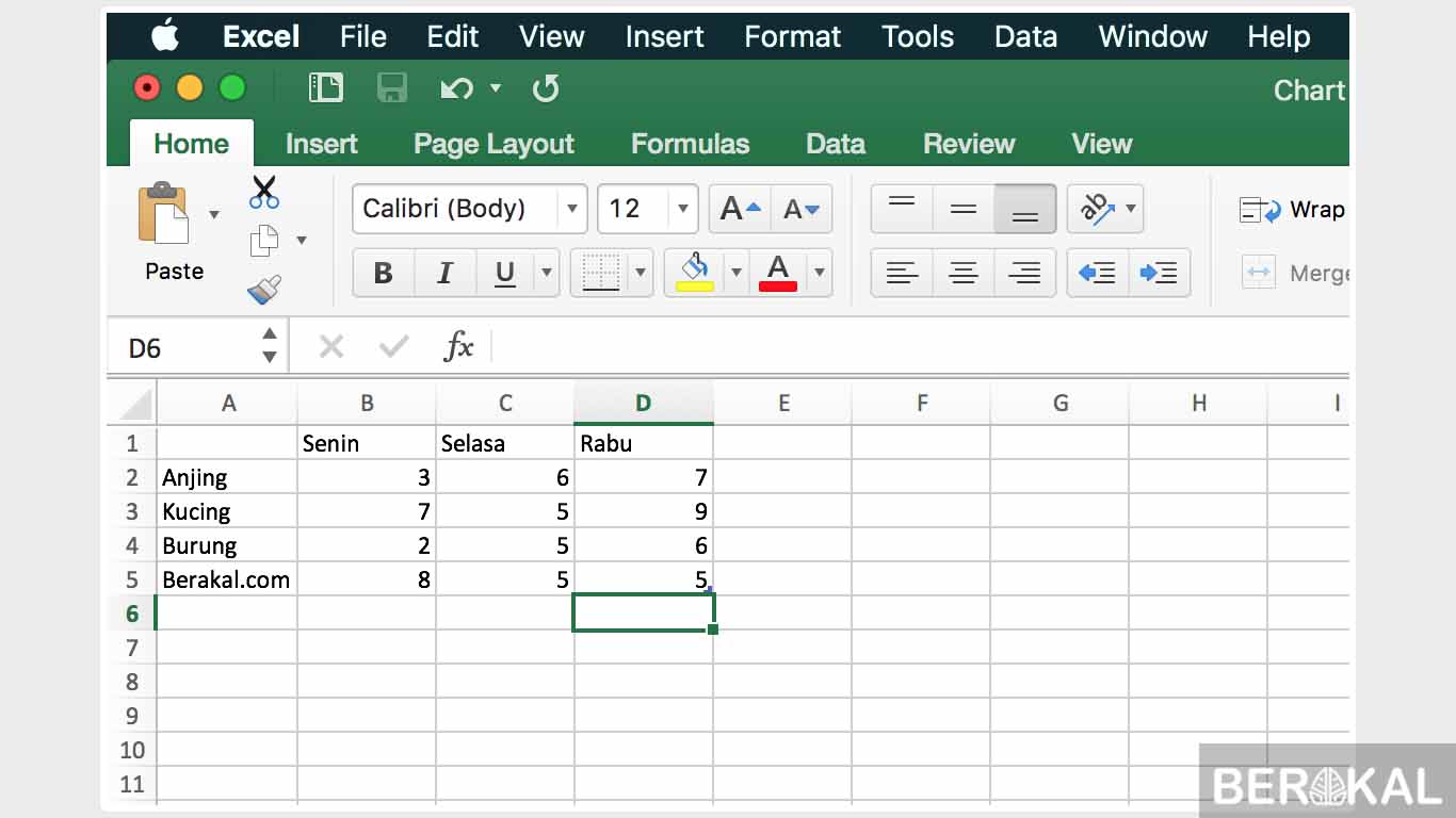 cara membuat grafik garis di word