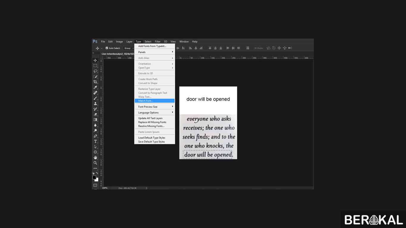 cara mengetahui jenis font di photoshop