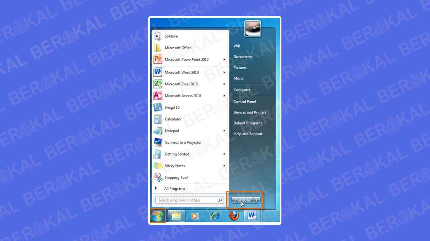 cara mematikan komputer windows 7