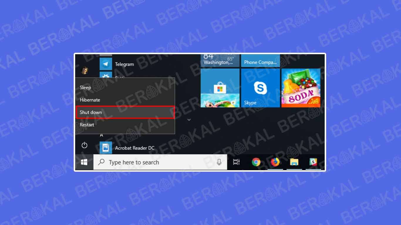 cara mematikan laptop windows 10