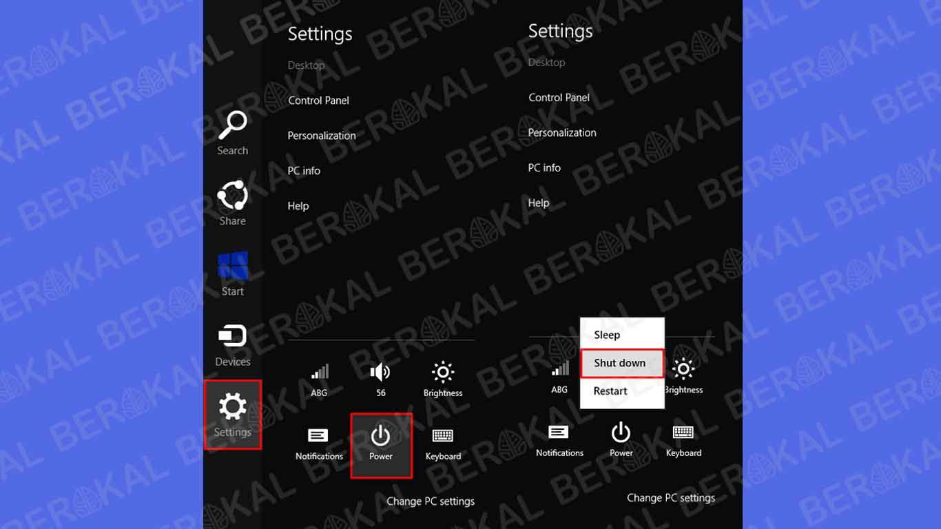 cara mematikan laptop windows 8