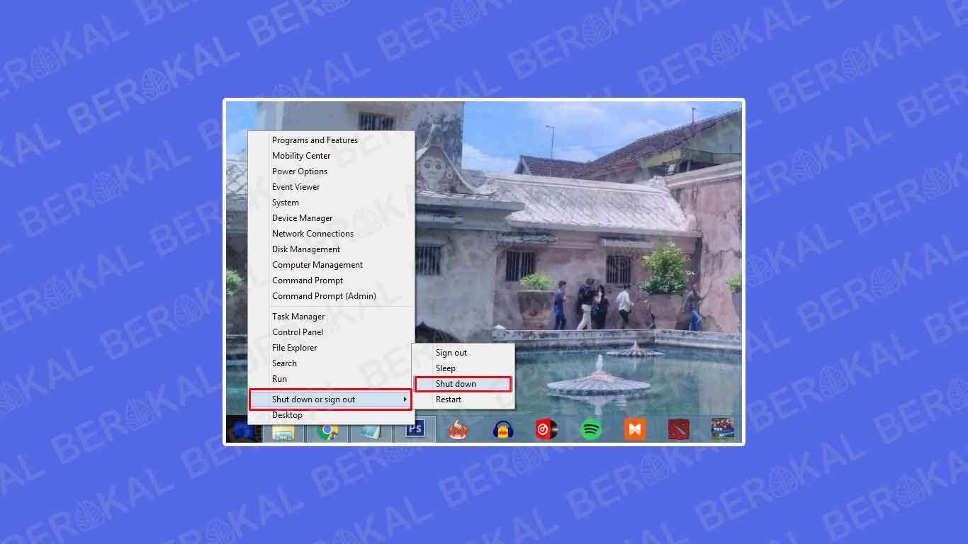cara shutdown laptop windows 8