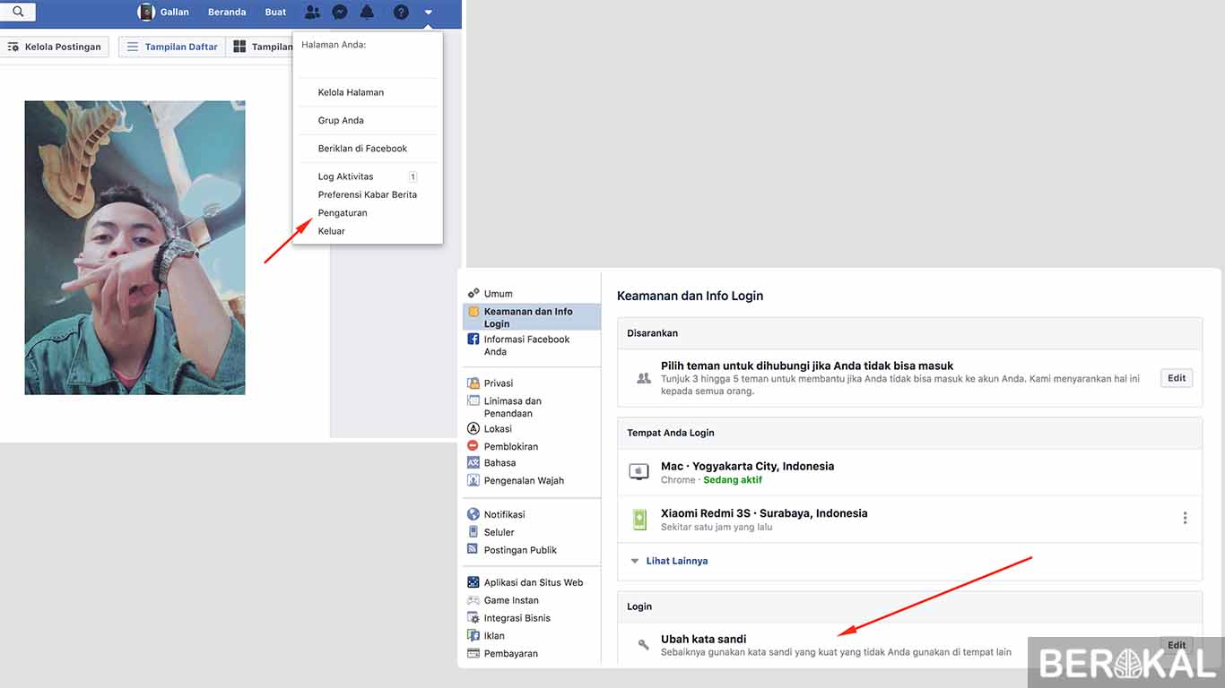 ganti kata sandi facebook