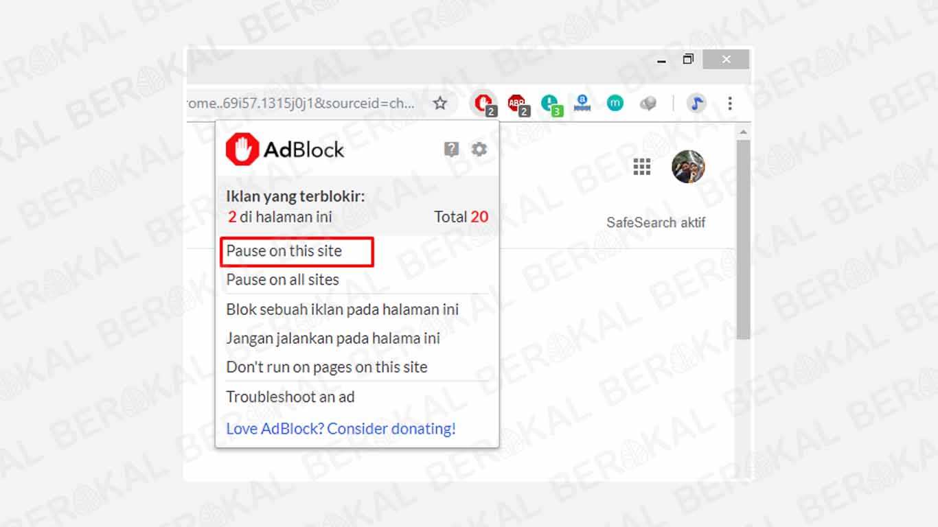 Mematikan AdBlock untuk Situs Web Tertentu