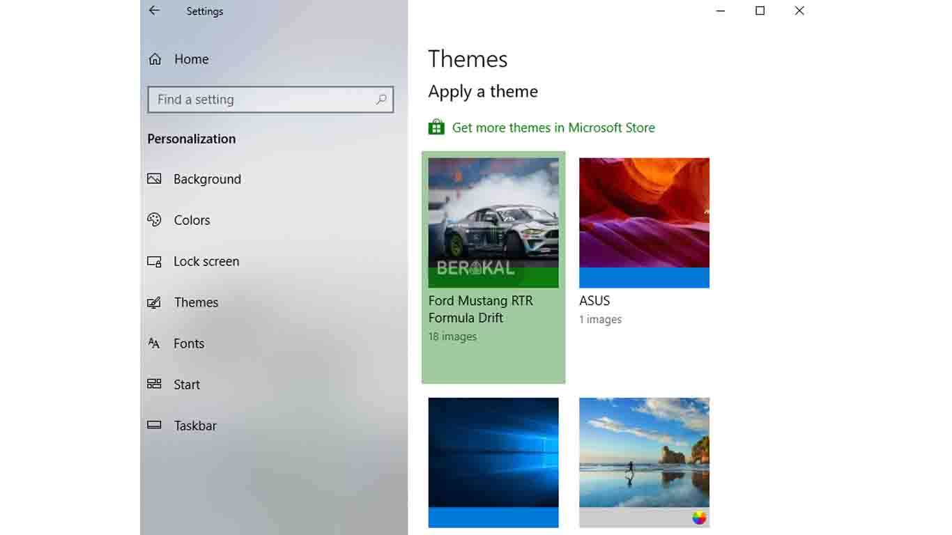 Tema yang terpasang di windows 10