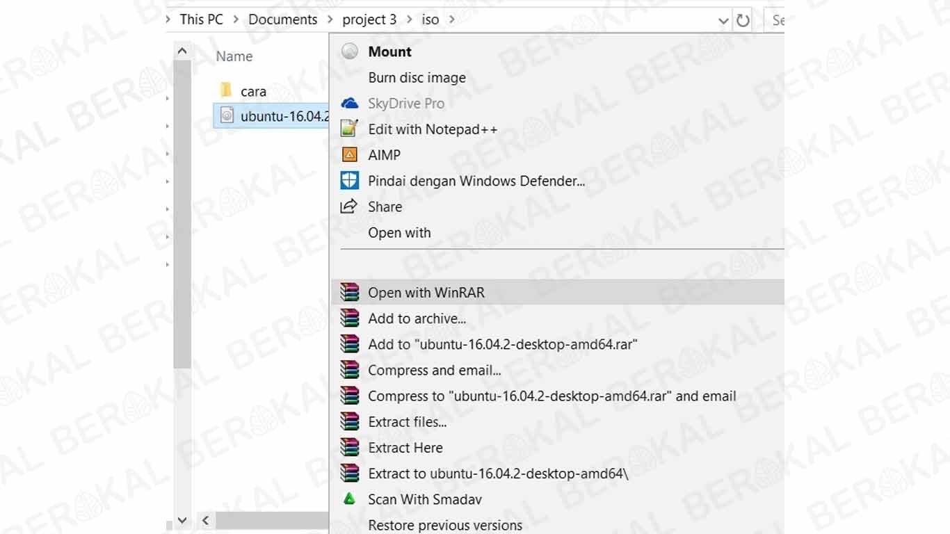 cara buka file iso dengan winrar