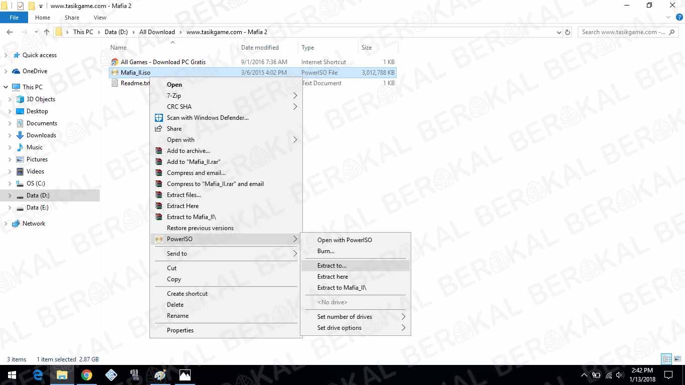 cara extract file dengan PowerISO