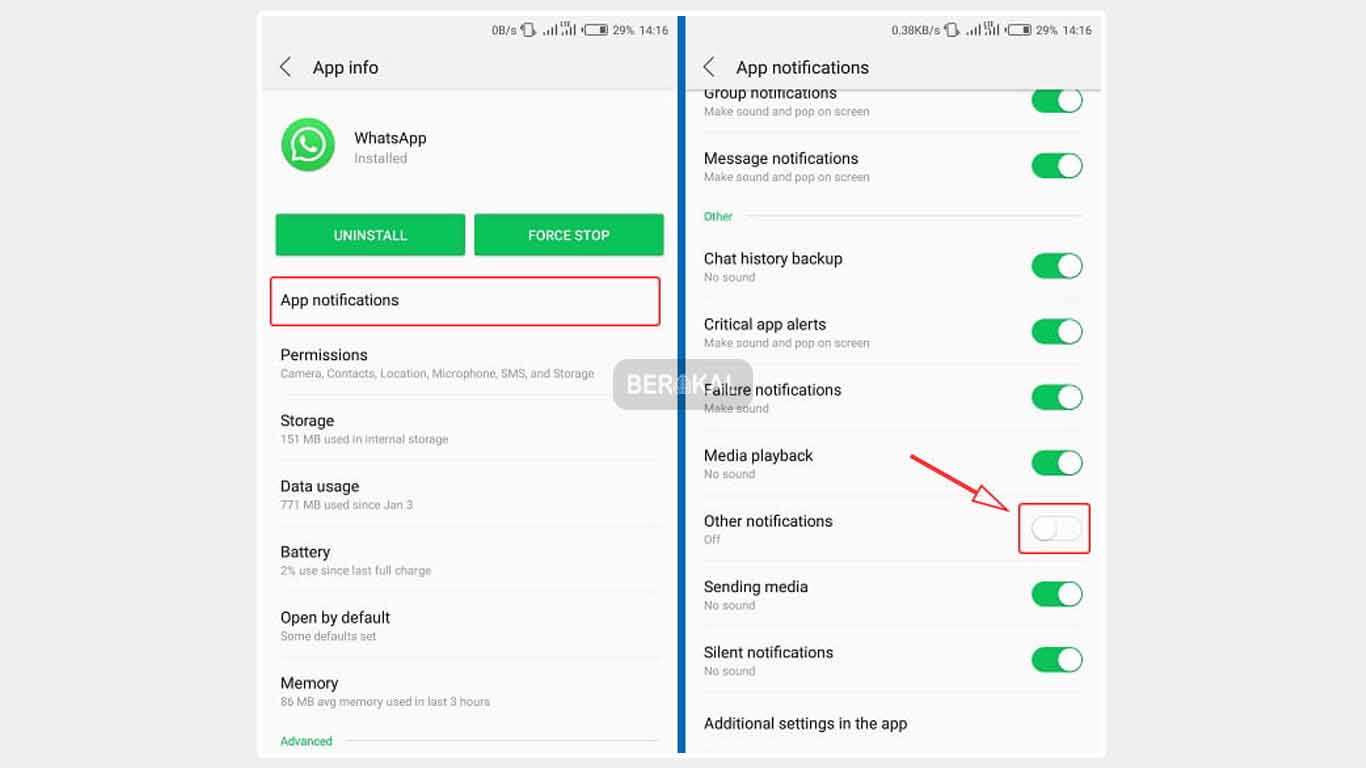 cara mematikan pemberitahuan wa web