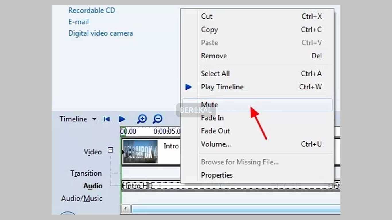 cara menghilangkan suara video di movie maker