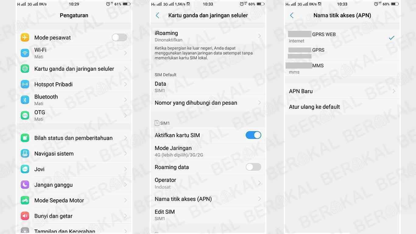 cara setting apn 3 di android