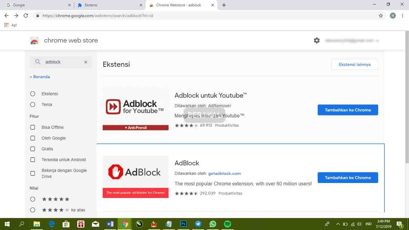 ekstensi adblock untuk cegah tab muncul sendiri