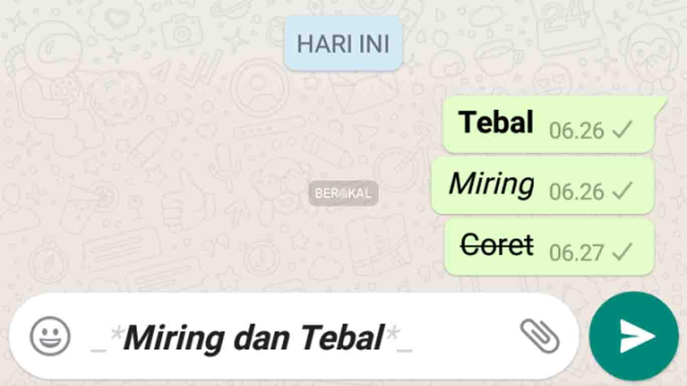 penebalan hurup di whatsapp
