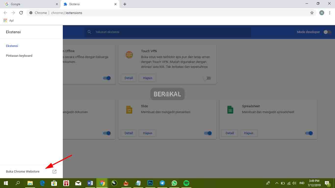 menambah ekstensi di chrome