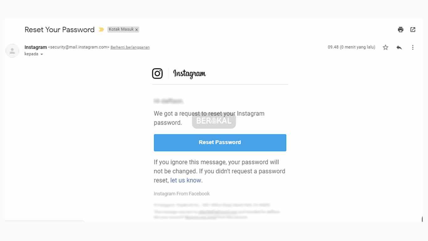 reset password akun instagram