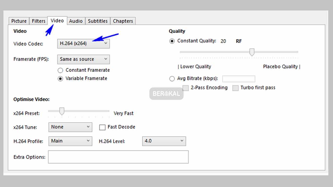 video codec settings