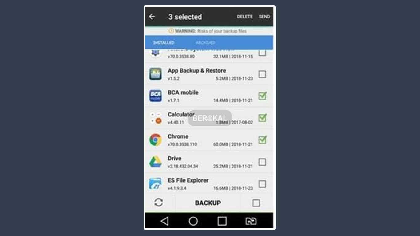 cara mengirim aplikasi dengan app backup