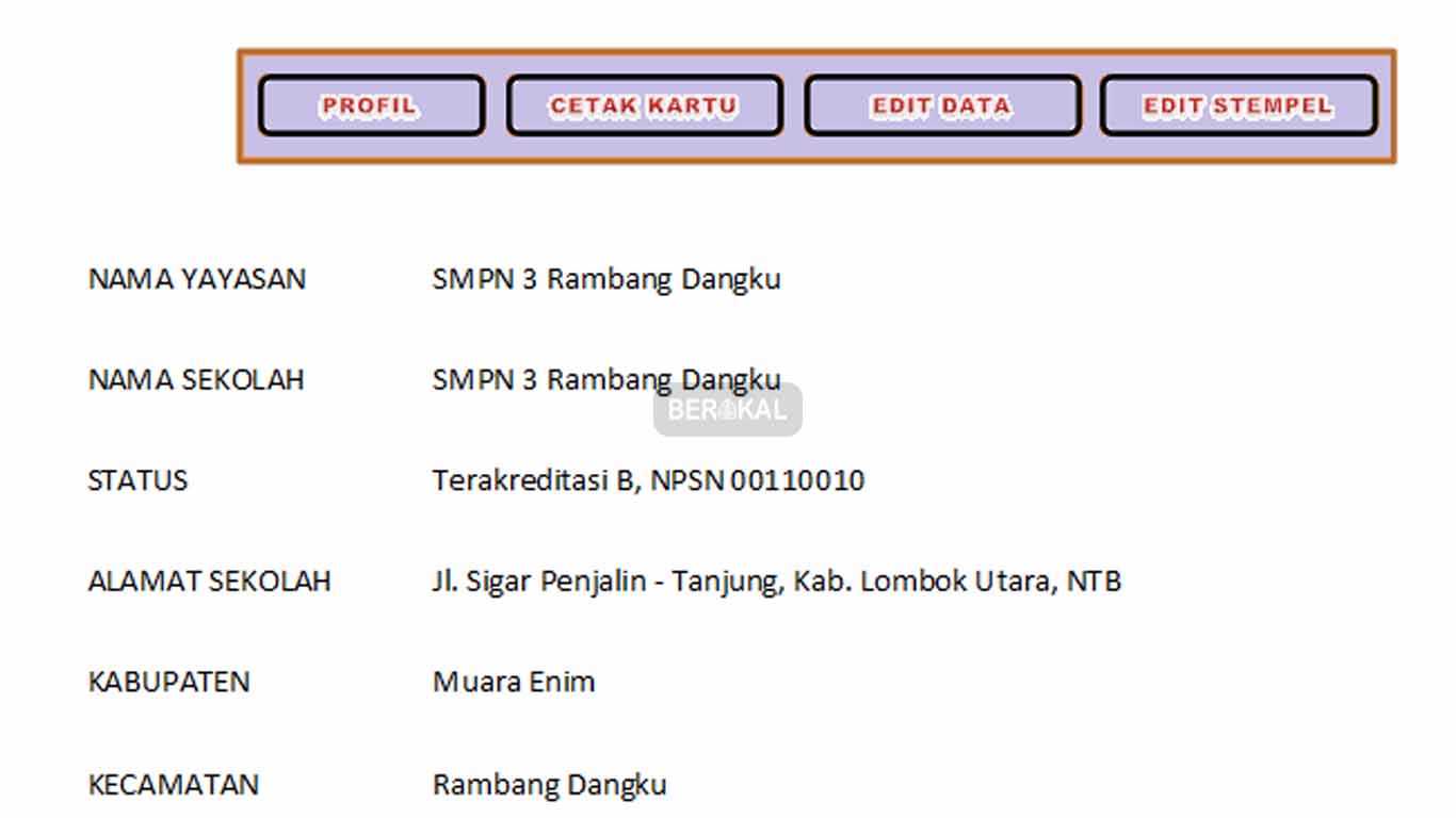 aplikasi kartu pelajar sma excel