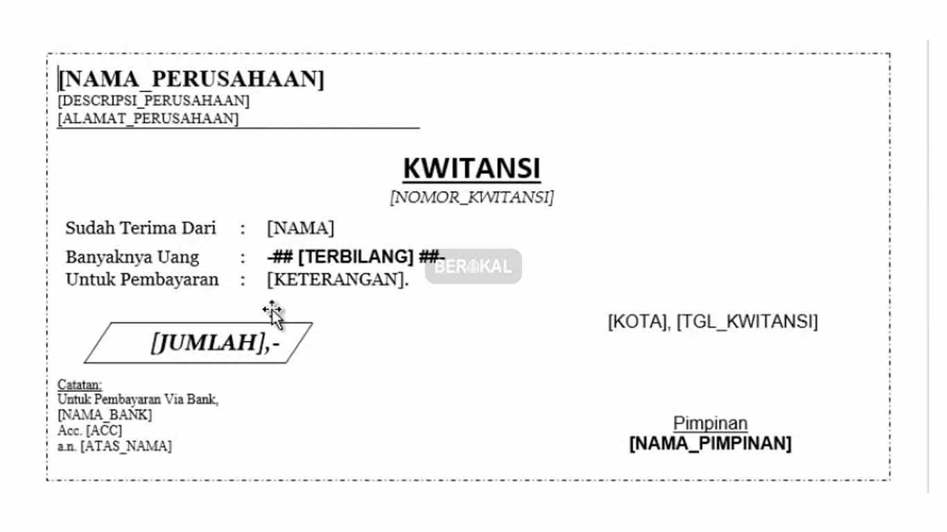 Aplikasi Kwitansi Kosong Untuk Pembayaran Gratis Otomatis