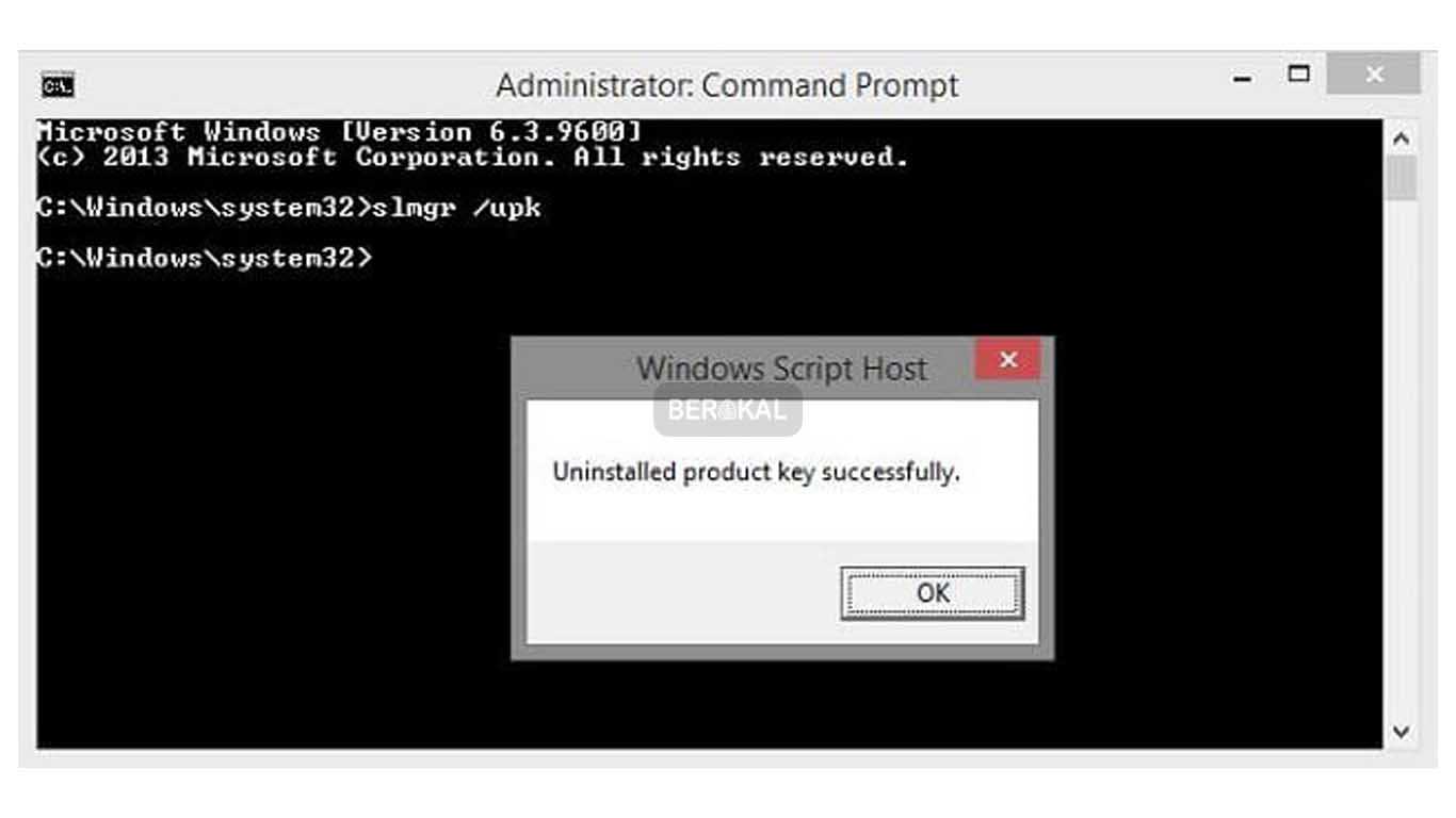 Unistalled product key succesfully