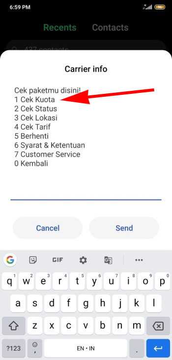 cara cek kuota indosat pascabayar