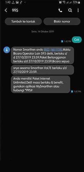 cara cek kuota smartfren unlimited 4g