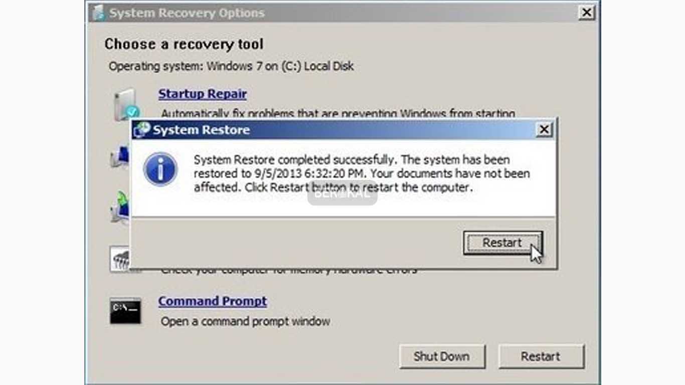 system restore completed succesfully