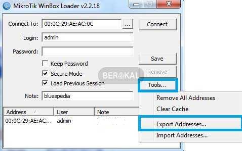 eksport data login mikrotik