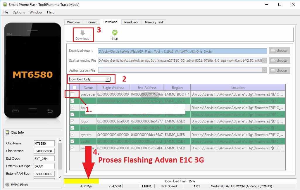 cara flash advan e1c 3g mati total