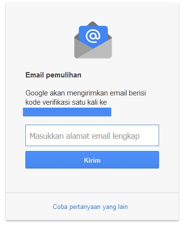 masukkan alamat email pemulihan