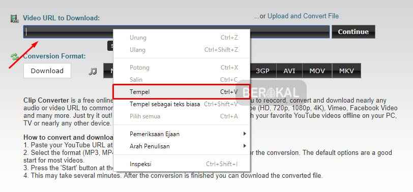 cara download video youtube di clipconverter