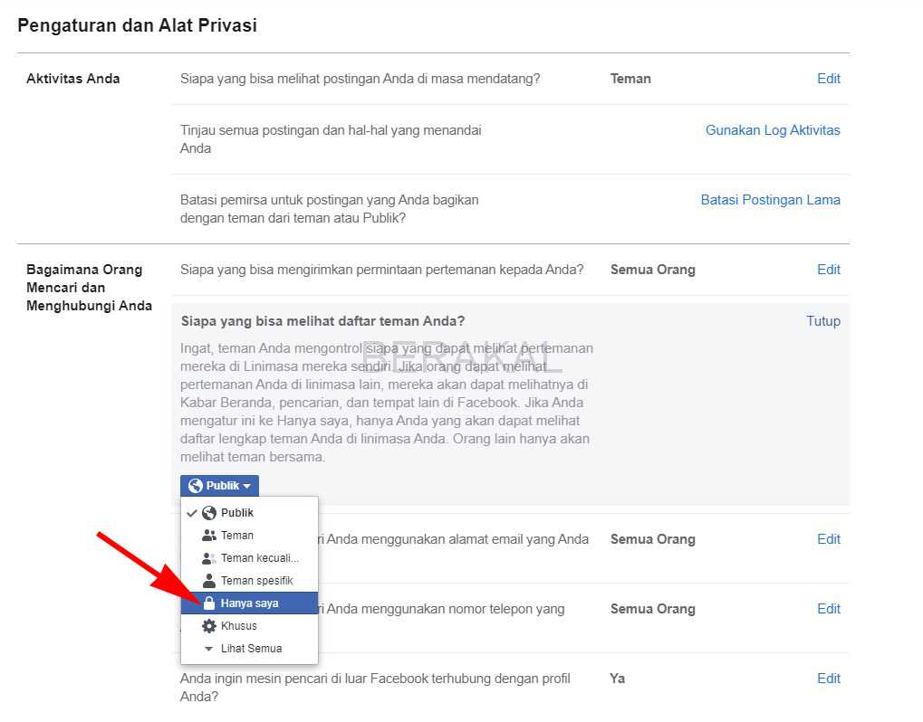 cara membuka daftar teman yang disembunyikan di facebook